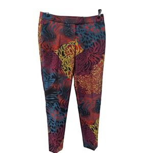 Anne Klein Tapered Trousers Womens 4 Multicolor Mixed Animal Print Ankle Pants